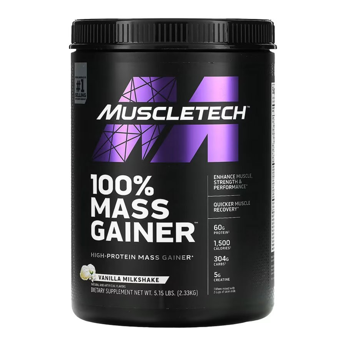 Picture of 100% MASS GAINER VANILLA MILKSHAKE (5.15LB) 2.33G